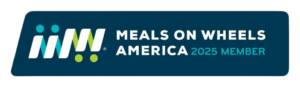 simple graphic with solid background and overlay text stating, "Meals on Wheels America 2025 Member"